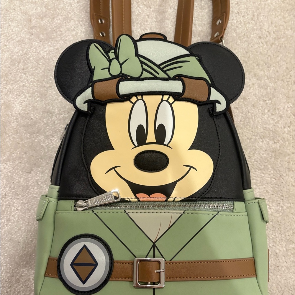 Disney Parks Loungefly Minnie Mouse Safari Backpack - Mint Green and Brown - Picture 2 of 8